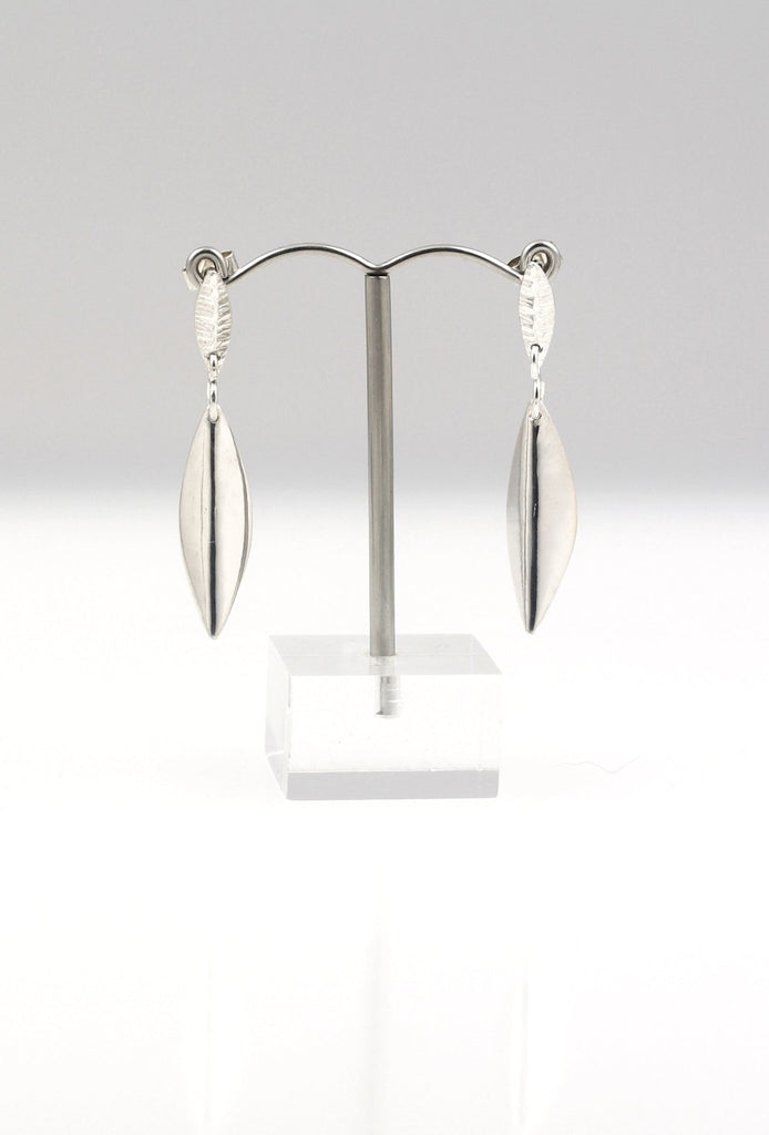 Small Drop Classic Leaf earrings with stud fastenings - KFDJewelleryCL12