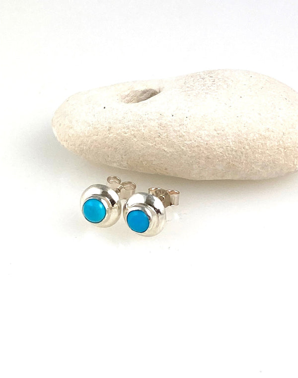 Small turquoise, sterling silver stud earrings - KFDJewelleryTT19
