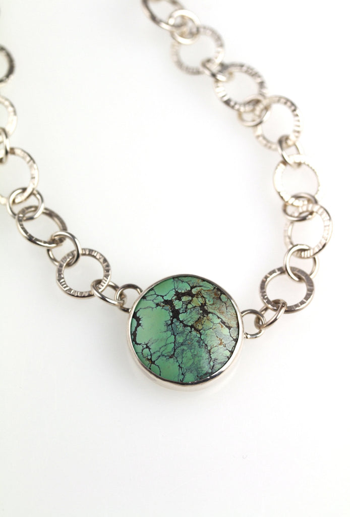 Sterling silver and natural turquoise statement necklace - KFDJewelleryTT28
