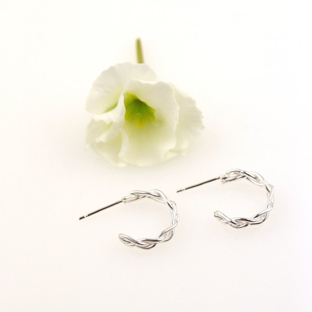 Sterling silver braided hoops - KFDJewellery