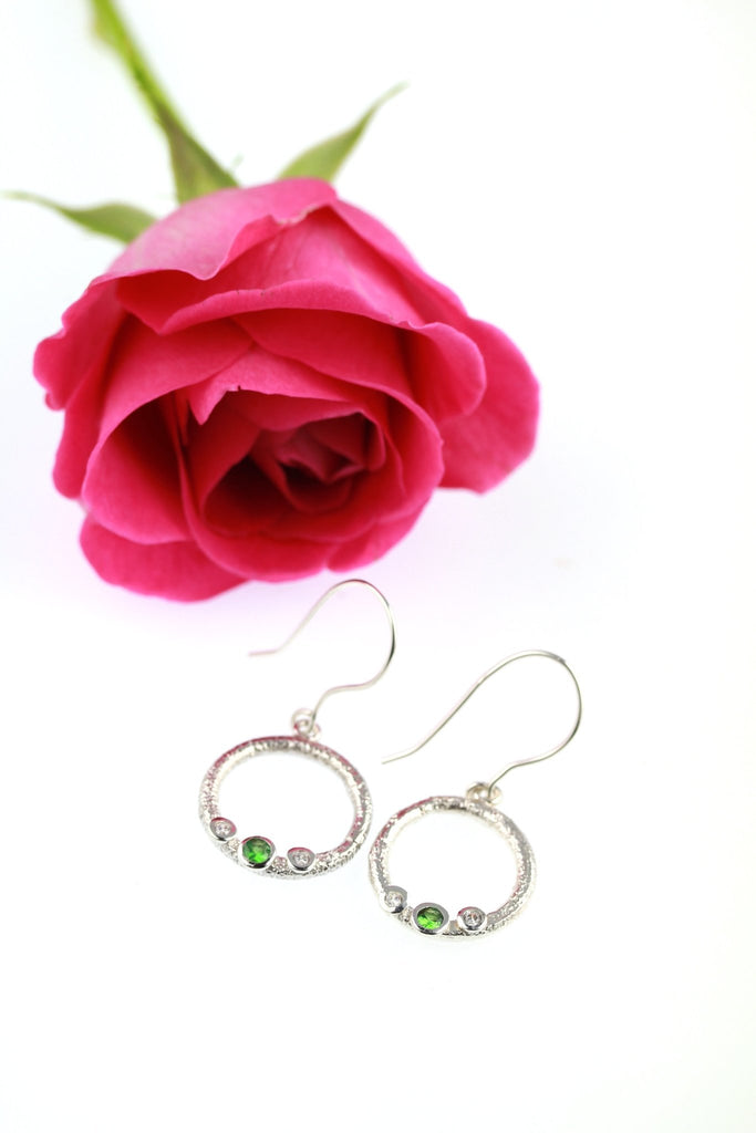 Tsavorite and zirconia Moon Beam Drop earrings - KFDJewelleryMB8